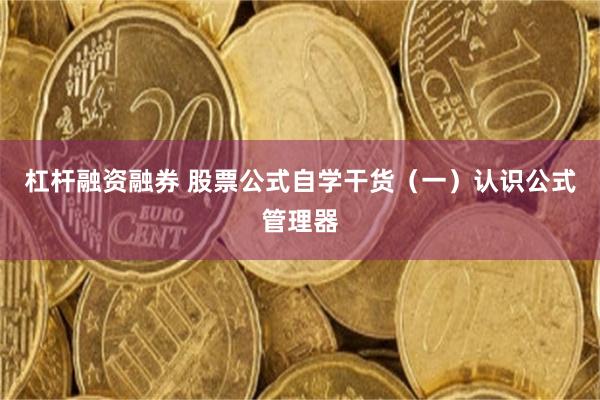 杠杆融资融券 股票公式自学干货（一）认识公式管理器