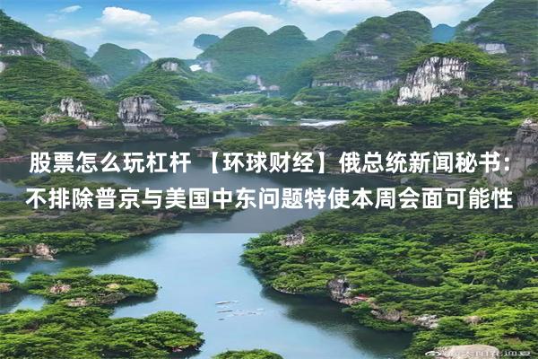 股票怎么玩杠杆 【环球财经】俄总统新闻秘书：不排除普京与美国中东问题特使本周会面可能性